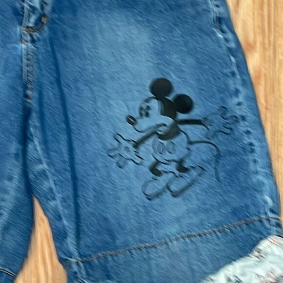 Disney Mickey Mouse Cuffed Blue Jean Shorts, embroidered,  Small 3/5 - Picture 2 of 10